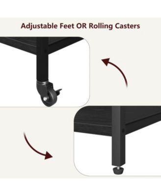 Printer Stand with USB Power Ports, 3-Tier Rolling Cart, Adjustable Shelf, Heavy Duty Multifunction Table for Office or Kitchen