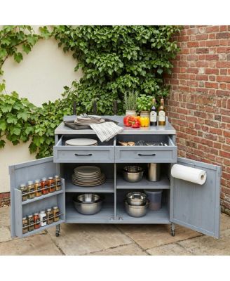  Outdoor Kitchen Island Stainless Top, Storage, Drawer, Wheels