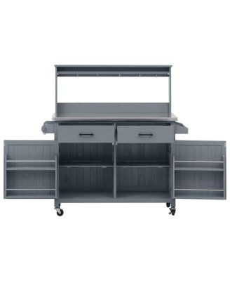  Outdoor Kitchen Island with Stainless Steel Top and Storage