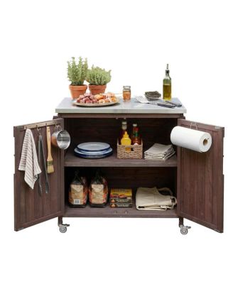  Outdoor Kitchen Island Side Shelf, Storage, SS Top, Wheels