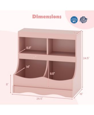 Toy Storage Organizer 4- Cubby Kids Bookcase for Toys and Books, 26.5" x 16" x 24.5"