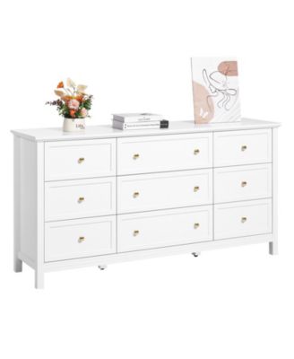 9 Drawer Dresser, Wooden Chest of Drawers with Sliding and Anti