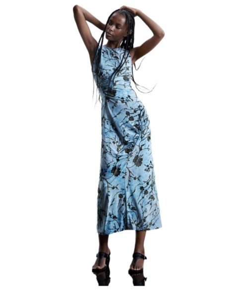 Женское платье Desigual Flocked midi, цвет: Яркий синий