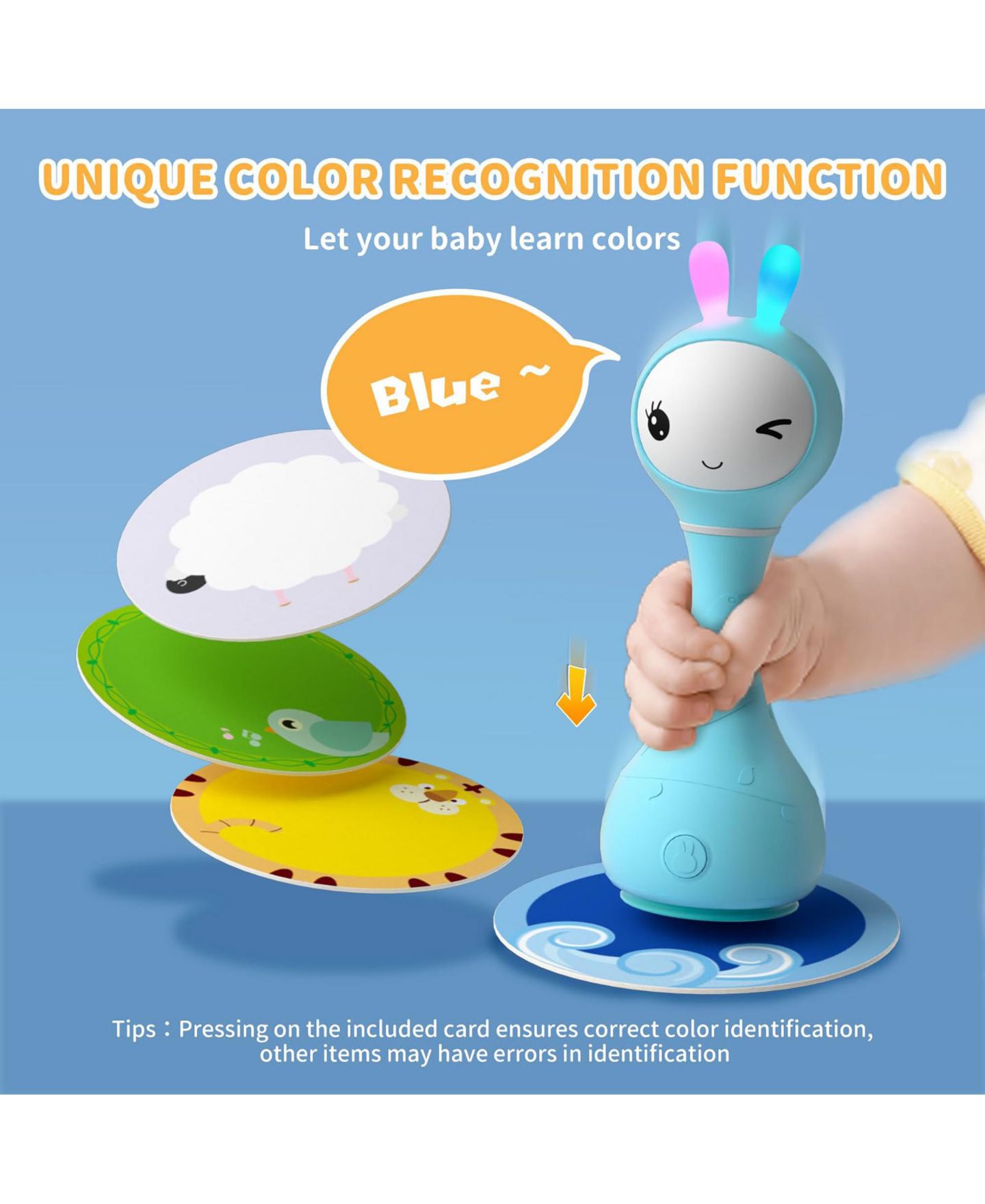 Детская игрушка Alilo Smarty Bunny Musical Light-Up Silicone Baby Rattle, Ages 0+, цвет: Синий — фото 3