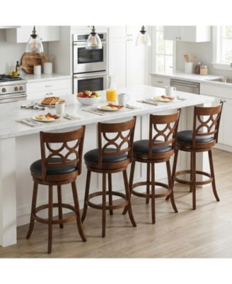 31'' Bar Height Stools Set of 4 w/Rubber Wood Frame Upholstered Seat and Footrest