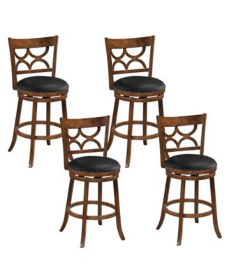 31'' Bar Height Stools Set of 4 w/Rubber Wood Frame Upholstered Seat and Footrest