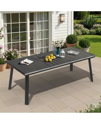 82.7in Outdoor Patio All-Weather Aluminum Dining Table with Umbrella Hole