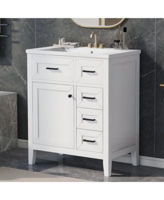 30" Bathroom Vanity with Sink Combo, Bathroom Storage Cabinet with Drawers, Solid Frame and MDF Board