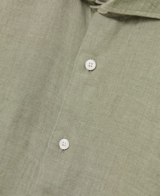 Men's Linen Cutaway Collar Regular Fit Shirt