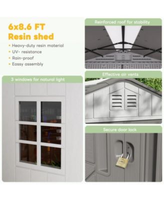 6.2 Ft. W X 8.6 Ft. D Durable Resin Outdoor Storage Shed With Floor And Double Doors