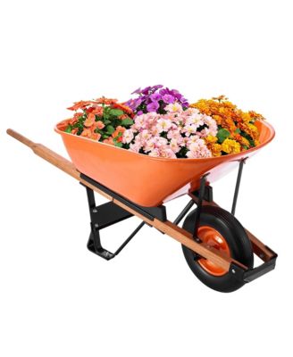 Wheelbarrow Cart, 6 Cu Ft, 330 lbs Capacity, Metal Handle, for Garden and Yard