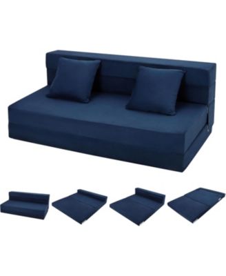 Folding Sofa Bed with Pillows, Convertible Sleeper Chair, Modern Futon Floor Couch, Foldable Memory Foam Chair