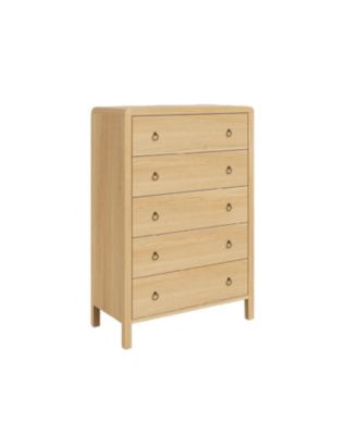 Mid-Century Modern Wood Dresser with 5 Drawers for Bedroom