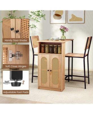 3 PCS Bar Table and Chairs Set w/ 2 Bar Stools and Storage Shelves Backrests