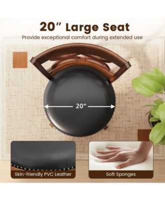 26'' Counter Height Bar Stools Set of 2 w/Rubber Wood Frame Upholstered Seat