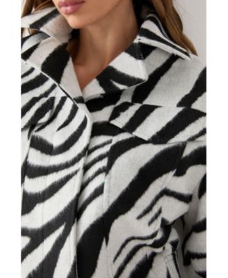 Women's Zebra Cropped Collared Jacket