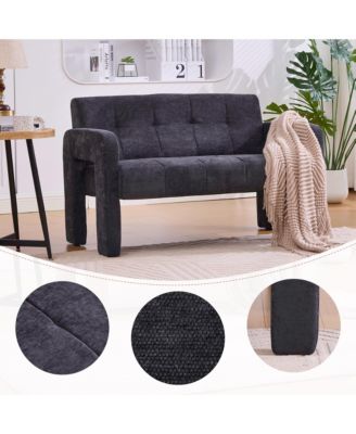 47" Chenille Loveseat Sofa, 2 Seater Mini Couch with Deep Seat and Dual Armrests, Upholstered Couch Perfect for Living Room, Apartment