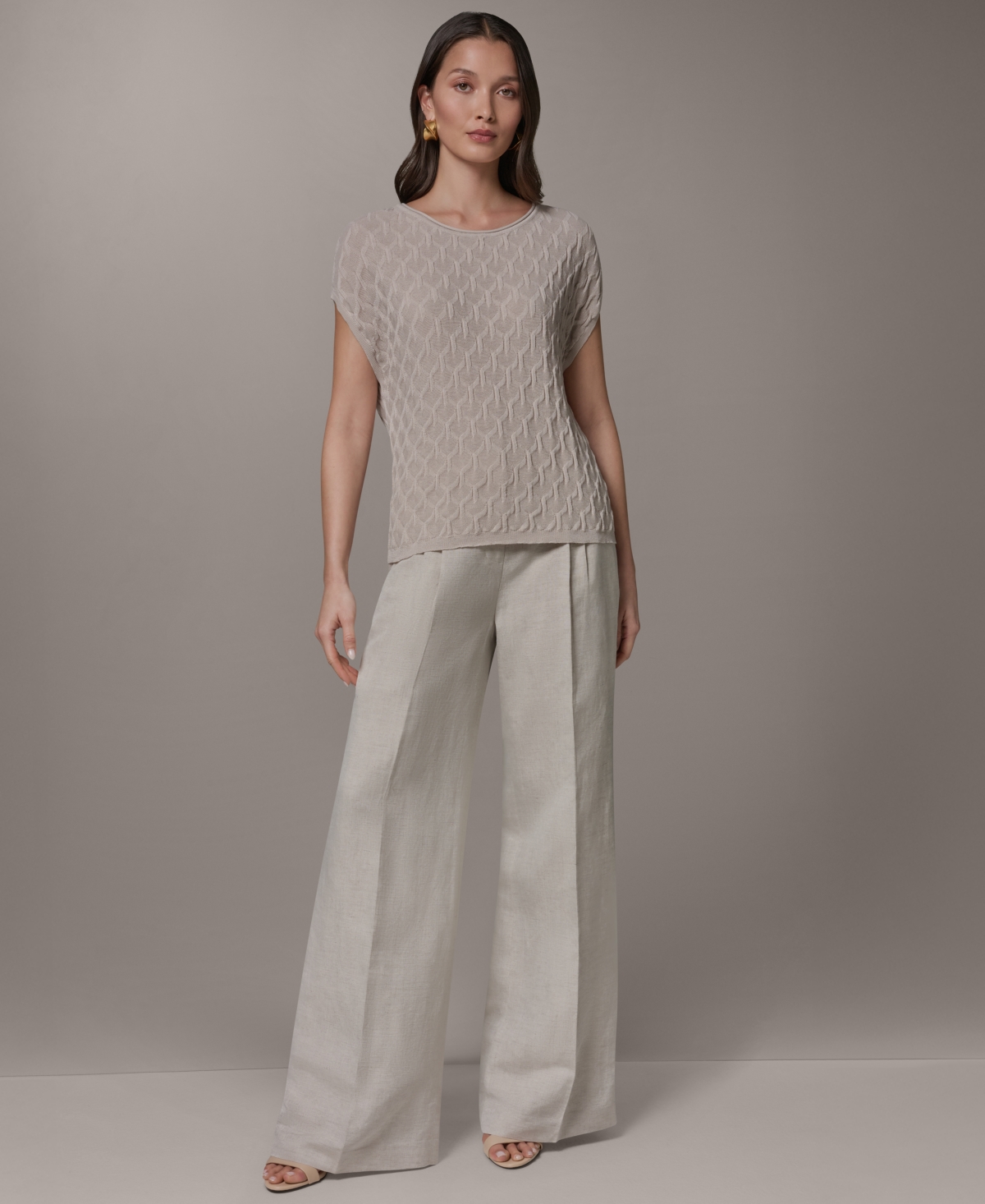 Donna Karan New York Women's Short-Sleeve Scoop Neck Sweater