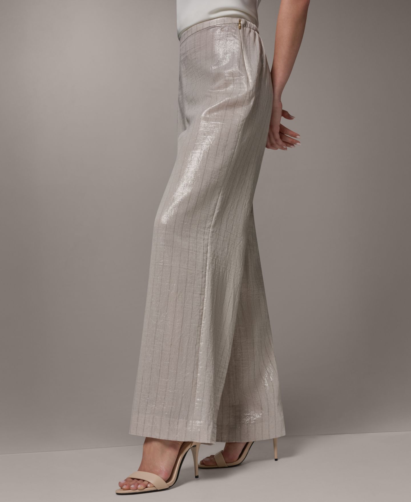 Женские брюки Donna Karan New York Pinstripe Mid-Rise, цвет: Sisal/Canyon — фото 3