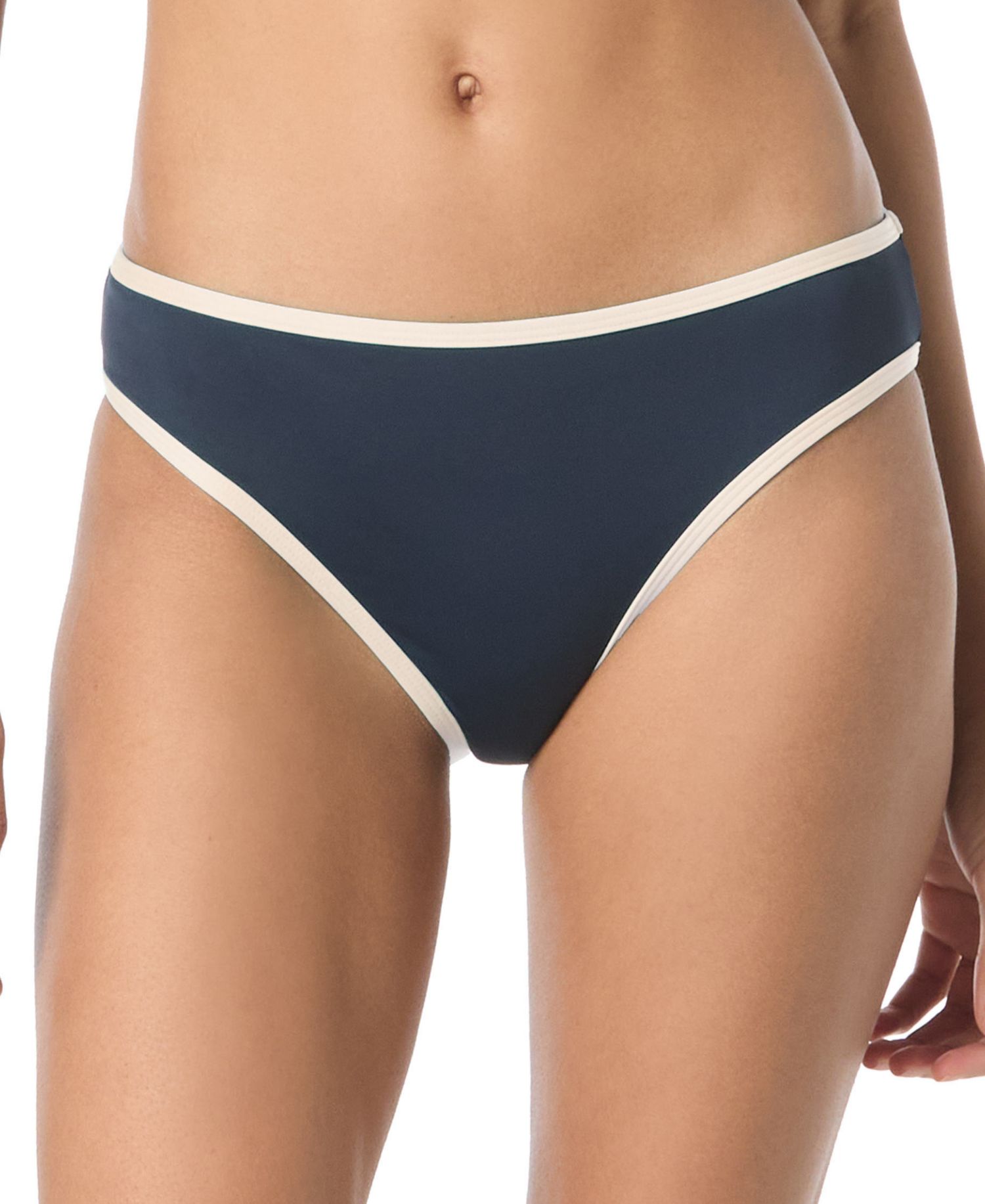 Women's Contrast-Trim High-Cut Bikini Bottoms