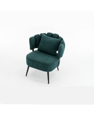 Modern Chenille Accent Chair with Scalloped Backrest and Pocket Coil Seat, Upholstered Barrel Chair for Living Room and Reading Nook