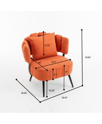 Modern Accent Barrel Chair with Scalloped Backrest, Pocket Coil Seat and Soft Chenille Fabric, Ideal for Living Room and Reading Corner