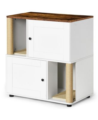  Double-Cat Litter Enclosure with Dual Chambers and Shelf for 2 Cats, Universal Fit Vintage