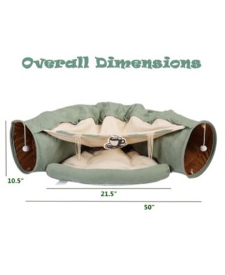  Cat Tunnel Bed with Cushioned Nest and Teasing Balls Zipper Connect Feline Supplies