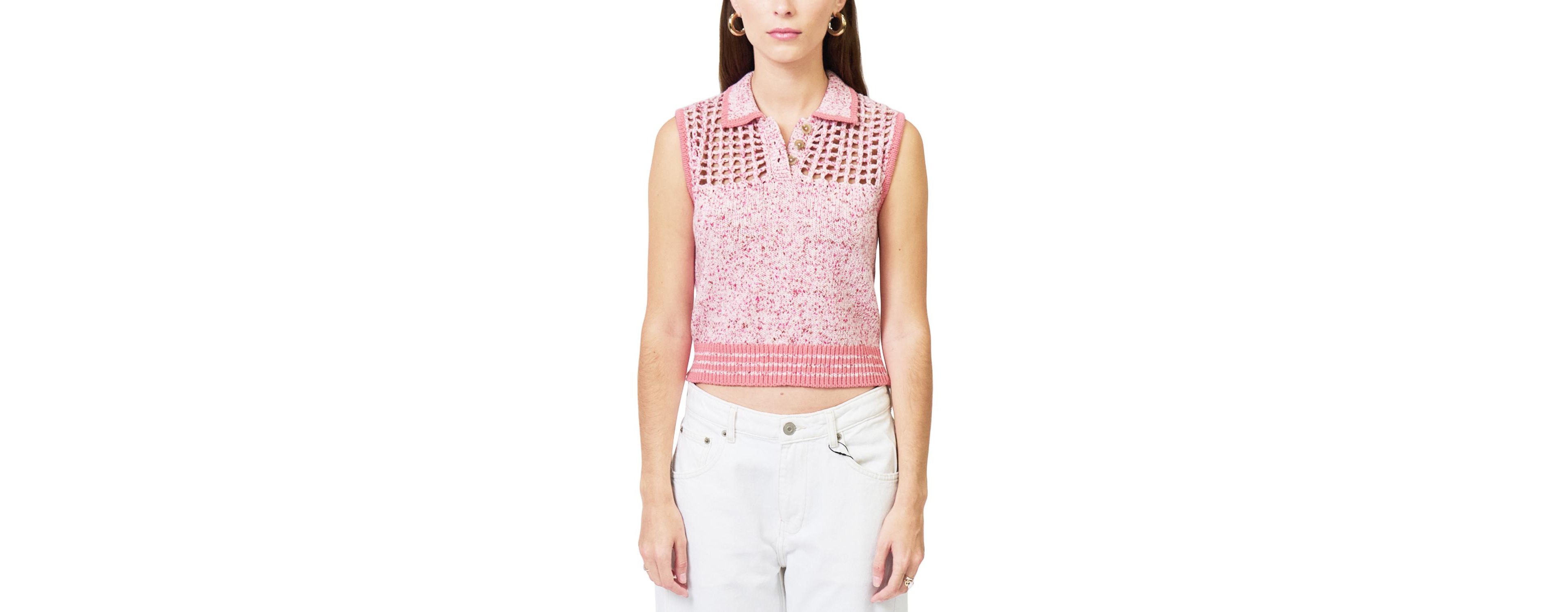 Central Park West Women's Clover Sleeveless Mesh Polo