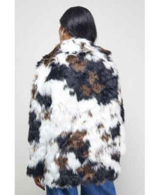 Women's Premium Funnel Neck Mono Faux Fur Coat