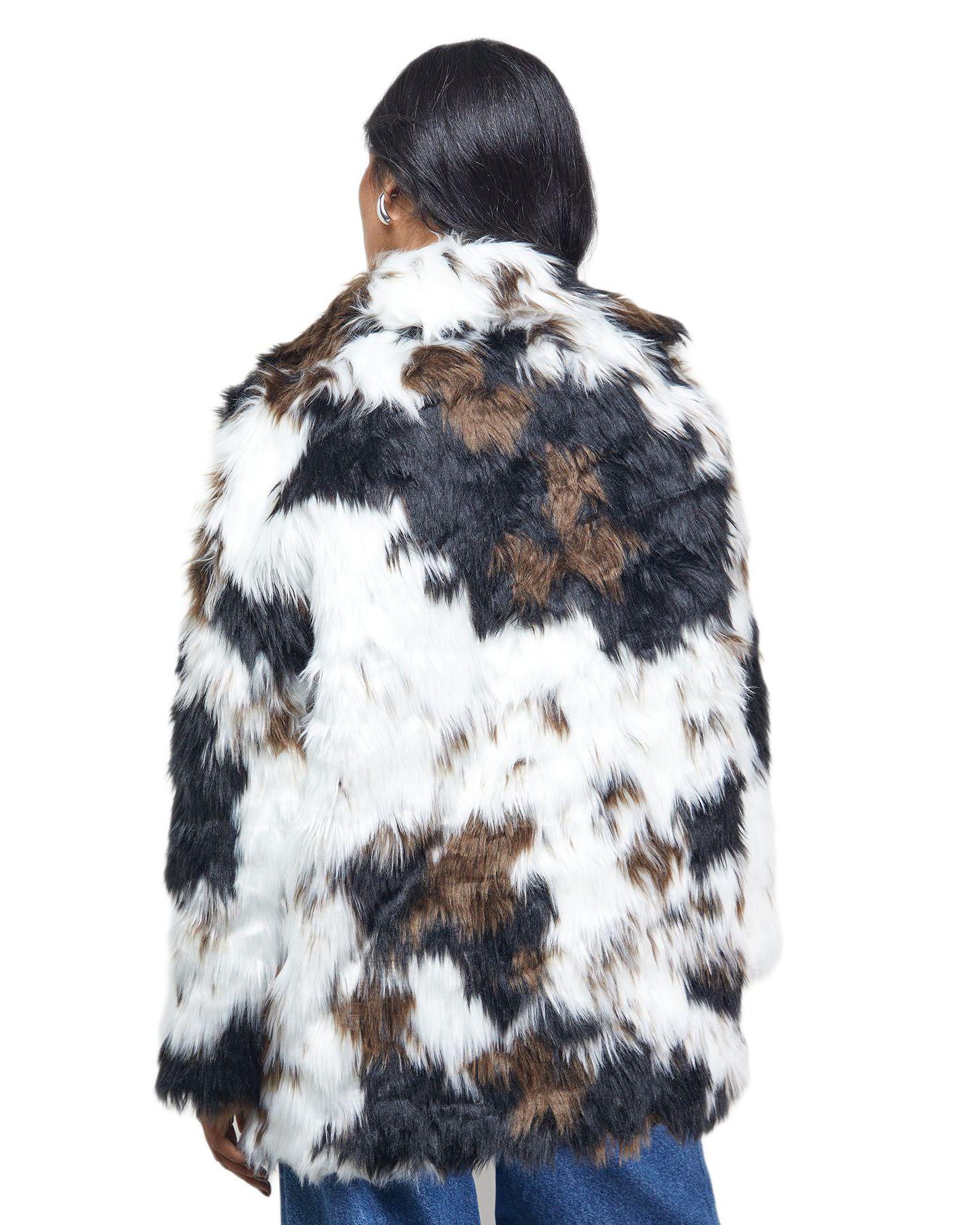 Женское пальто Warehouse Premium Funnel Neck Mono Faux Fur — фото 3