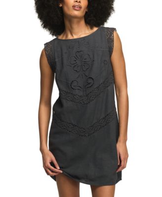Women's Schiffli Embroidered Jewel Neck Shift Dress