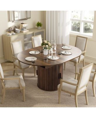 Extendable Dining Table, 60" Oval Kitchen Table for 6