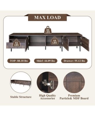 TV Stand for TVs , Modern Entertainment Center, Media Console with Drawer, Storage Cabinets and Open Shelf for Living Room