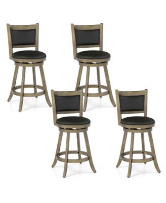 Swivel Bar Stools w/ Solid Rubber Wood Frame Set of 4 for Kitchen Island