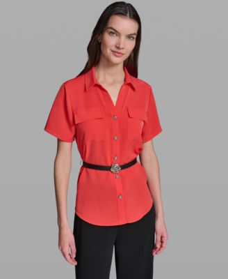 Women's Belted Short-Sleeve Top