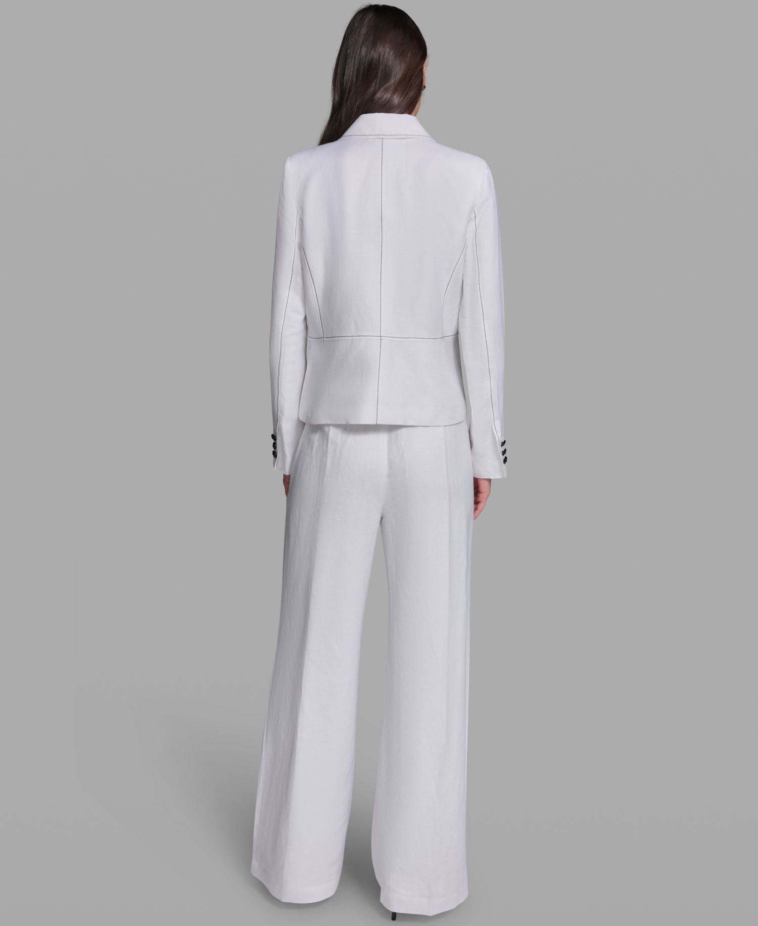 Women's Linen-Blend Pocket Detail Collared Jacket