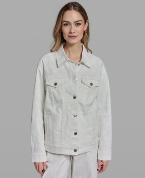 Женские куртки KARL LAGERFELD PARIS Women's Long-Sleeve Collared Jacket