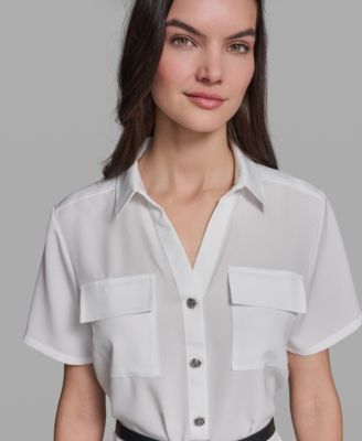 Women's Belted Short-Sleeve Top