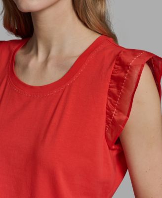 Women's Ruffle-Sleeve Crewneck Top