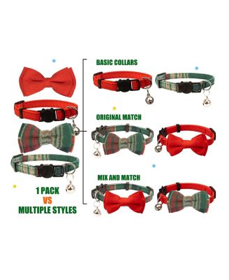 Breakaway Cat Collar with Bell Detachable Bowtie Adjustable Safety for Small Pets