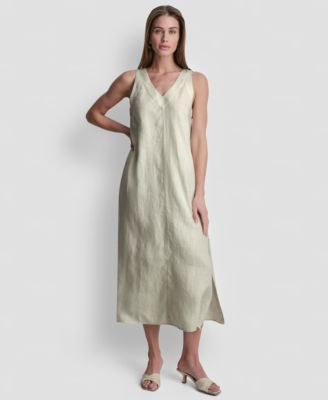 Linen V-Neck Maxi Dress