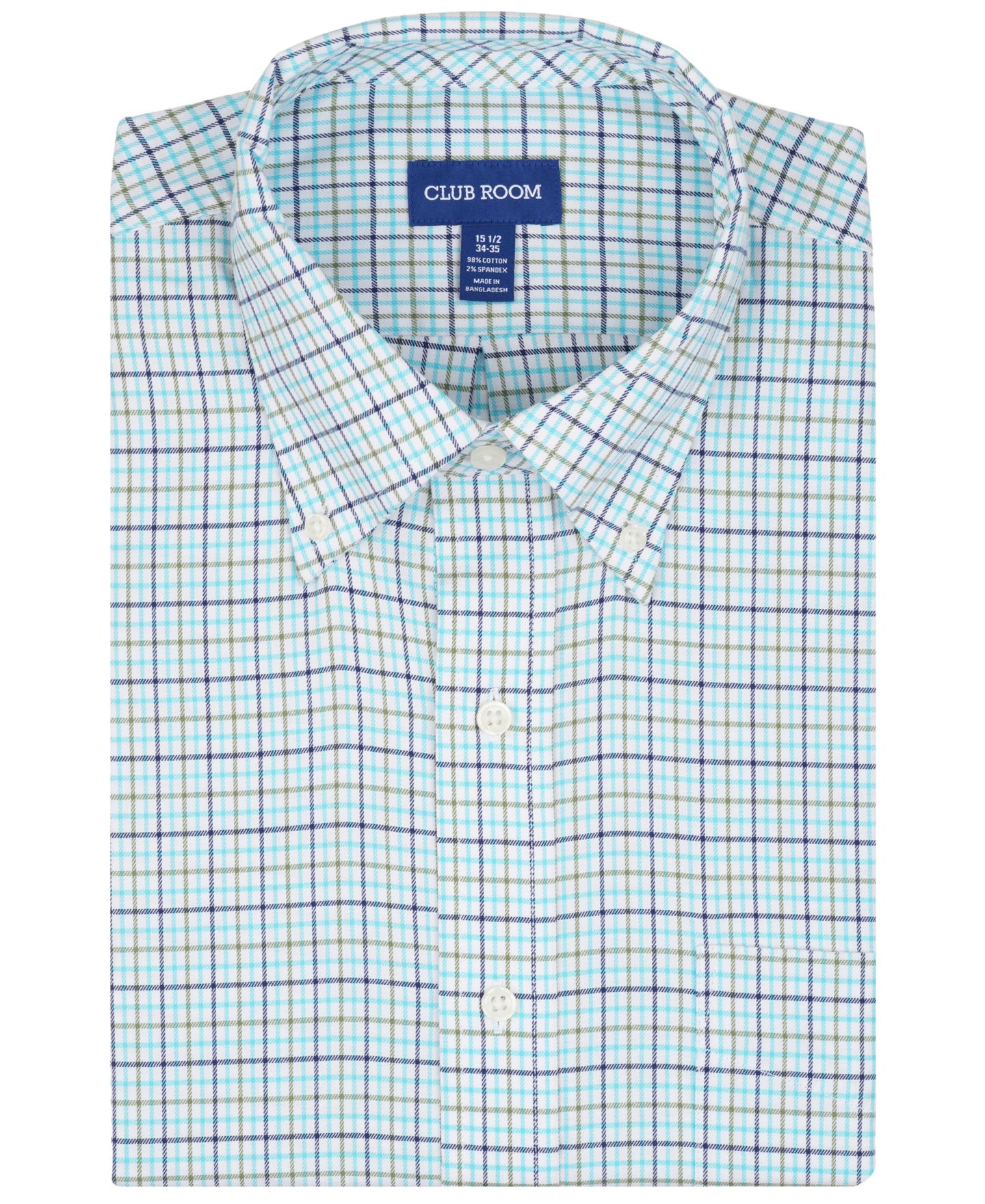 Мужская рубашка Club Room Fashion Poplin Henry, цвет: Изумрудный — фото 7