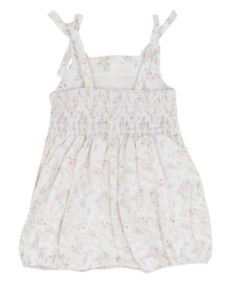 Baby Girls' Square Neck Bubble Romper with Hat