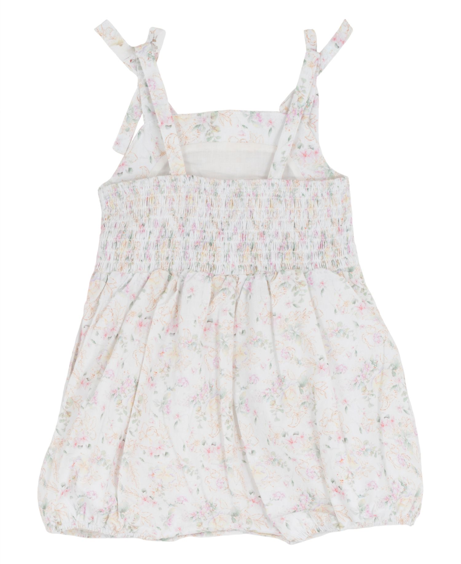 Baby Girls' Square Neck Bubble Romper with Hat