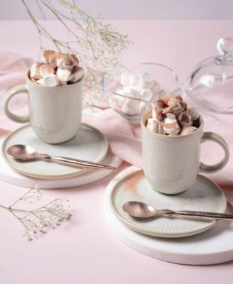 Stoneware Coup Mugs, Set of 4