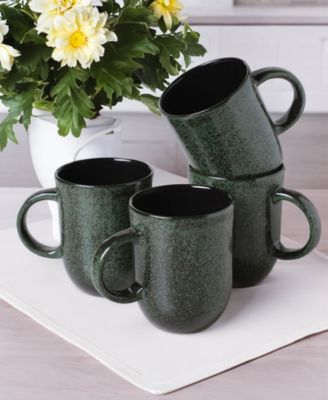 Stoneware Coup Mugs, Set of 4