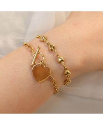 Heart Toggle Bracelet 14K Gold-Plated Sterling Silver