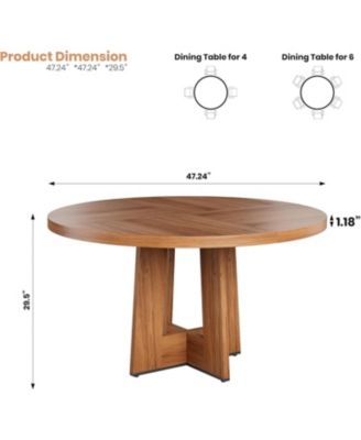 47'' Round Dining Table for 4 to 6 People, Space Saving Pedestal Base Table for Kitchen, Breakfast Nook and Small Dining Room