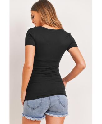 Maternity Fitted V-Neck Side Ruched Top